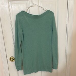 LOFT green/light teal long sweater, wide-neck.